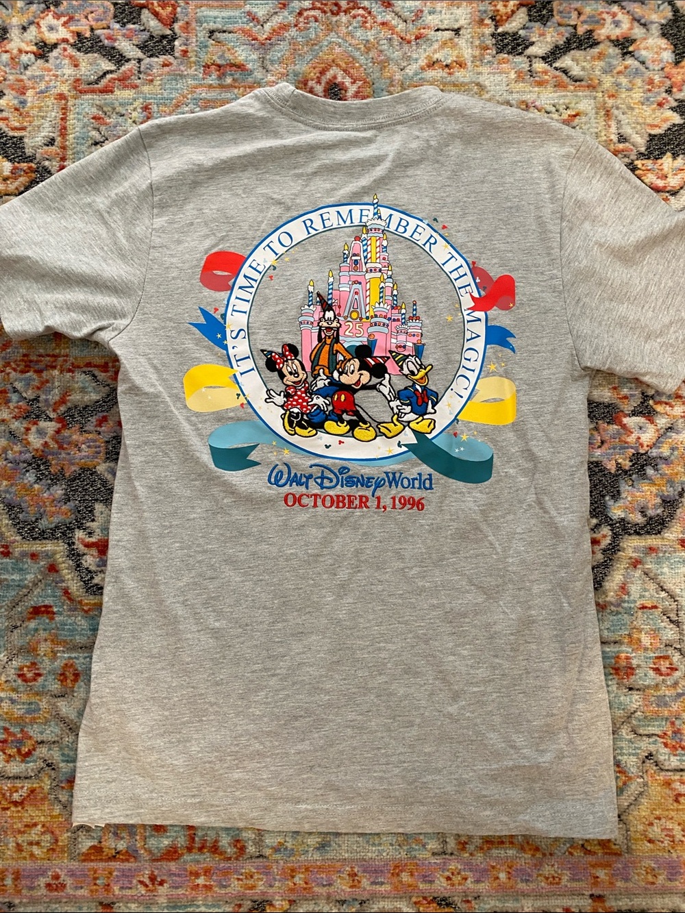 Disney Gray Walt Disney World 25th Anniversary Tee with Multi-Color Graphic